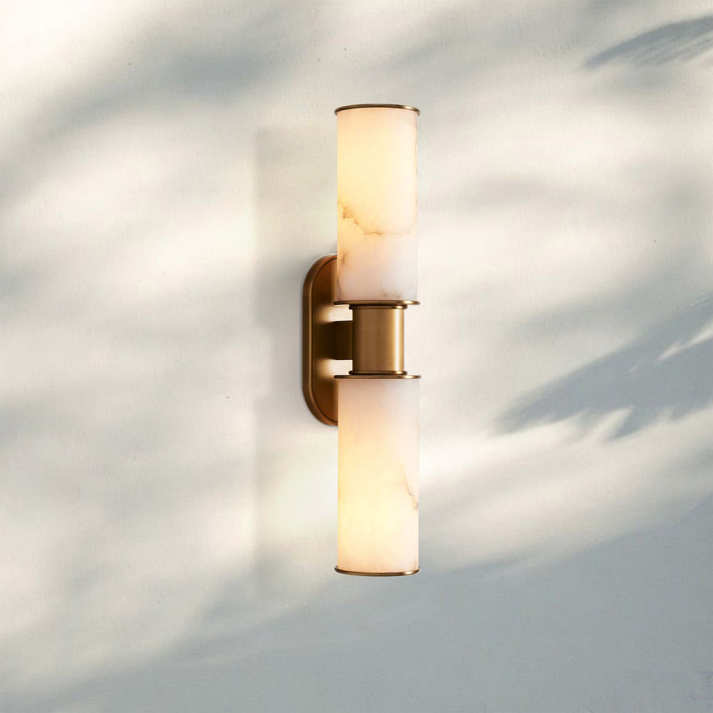 Harline Alabaster 2-Light Wall Sconce-Manorlights