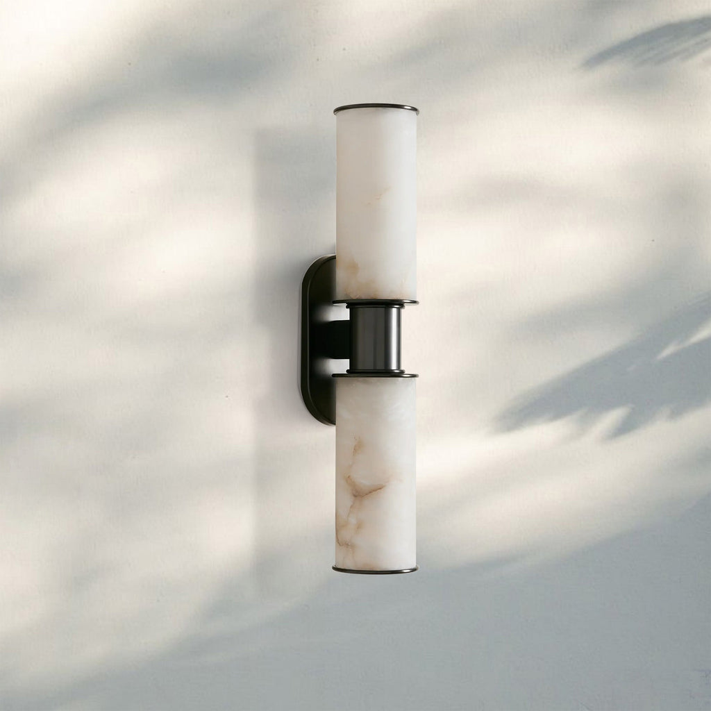 Harline Alabaster 2-Light Wall Sconce-Manorlights