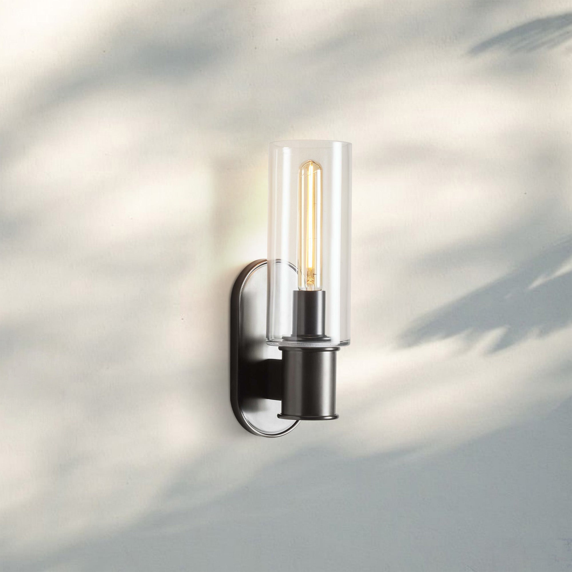 Harline Clear Glass Wall Sconce-Bronze-