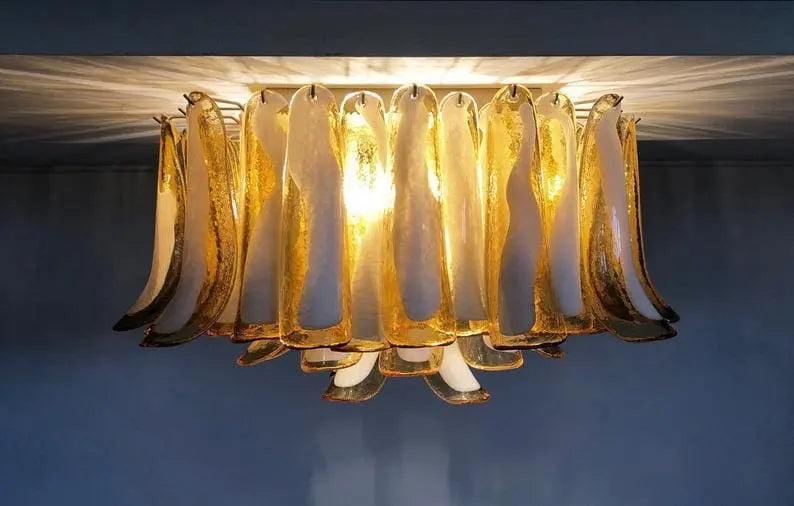 64-petal Murano glass chandelier in caramel