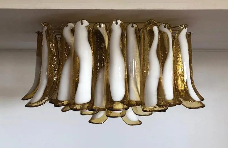 Murano Glass Chandelier – 64 Petals in Caramel