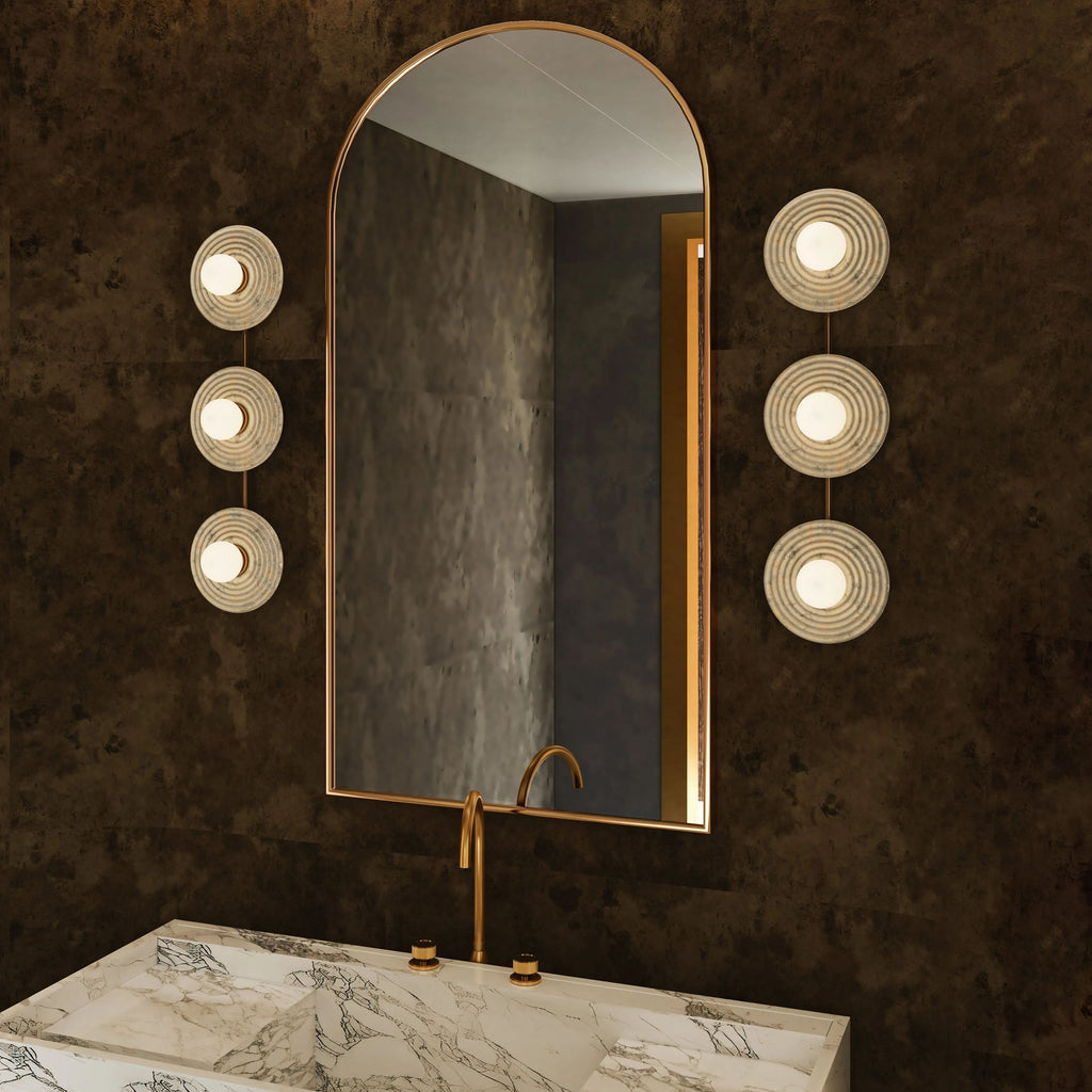 Dahlia Triple Alabaster Wall Sconce-Manorlights