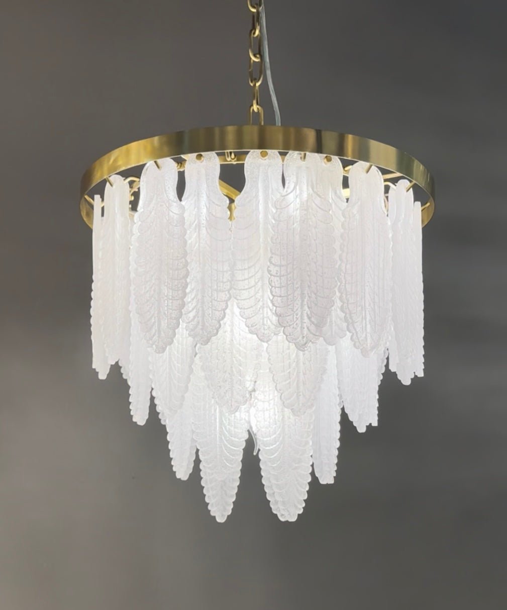 Leaf Round Tiered Glass Chandelier