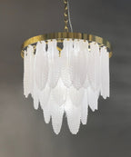 Leaf Round Tiered Glass Chandelier