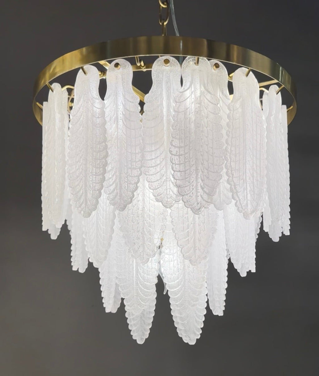 Leaf Round Tiered Glass Chandelier