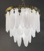 Leaf Round Tiered Glass Chandelier