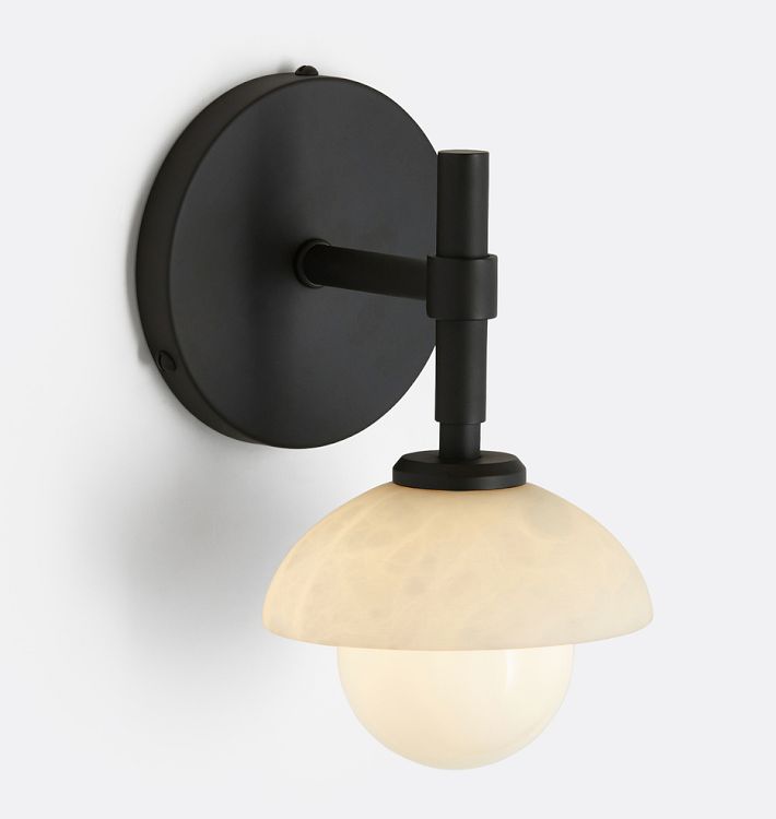 Alabaster Shade Greenwich Wall Sconce-Manorlights