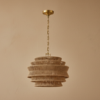Antigua Drum Rattan Chandelier-Chandelier-Manorlights
