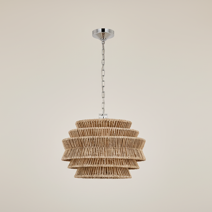 Antigua Drum Rattan Chandelier-Chandelier-Manorlights