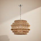 Antigua Drum Rattan Chandelier-Chandelier-Manorlights