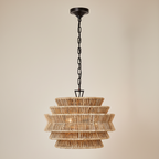 Antigua Drum Rattan Chandelier-Chandelier-Manorlights