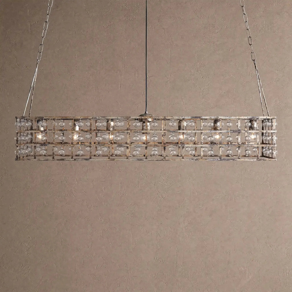 La Caged Rectangular Chandelier 7-Light - Silver ClayBlushlighting