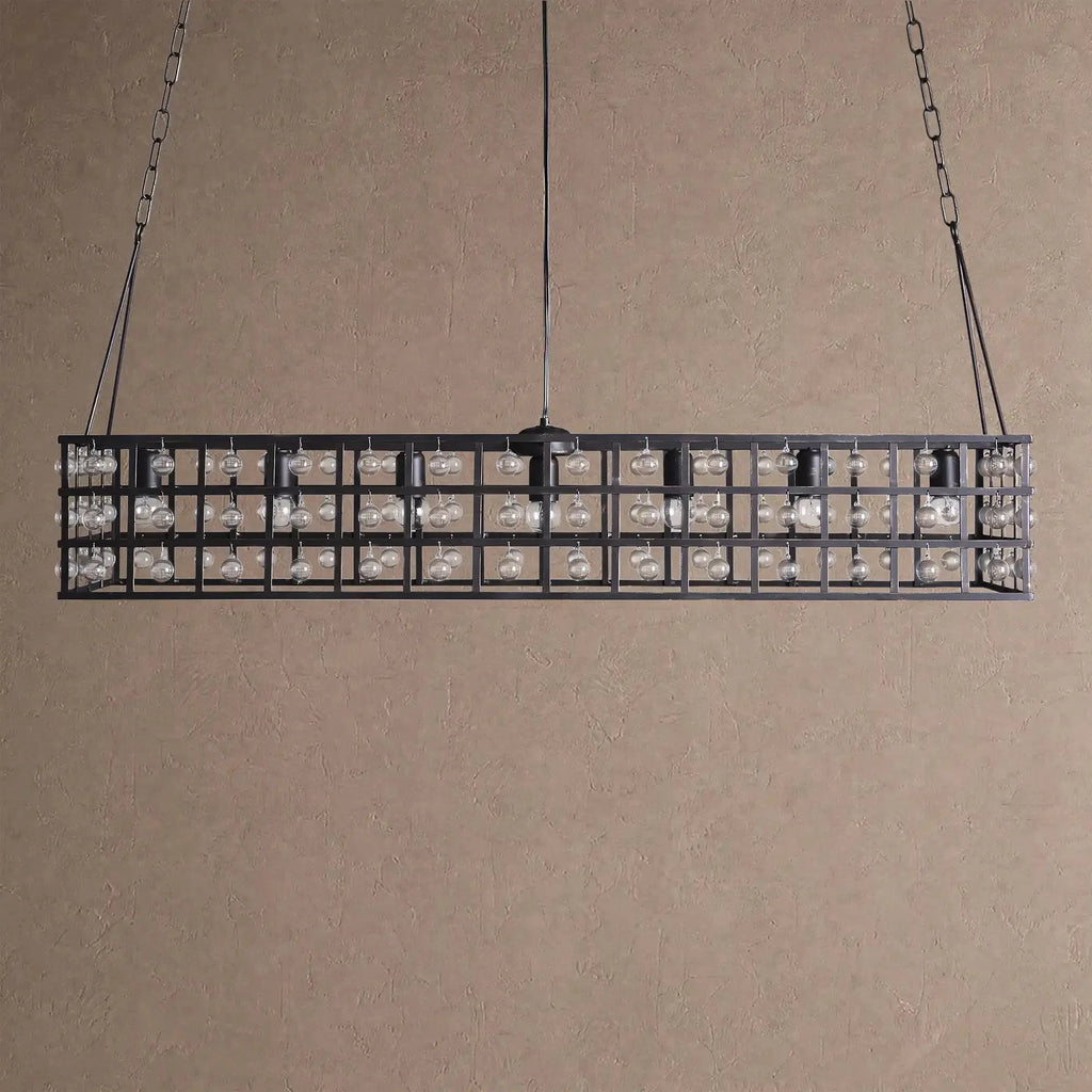 La Caged Rectangular Chandelier 7-Light - BlackBlushlighting