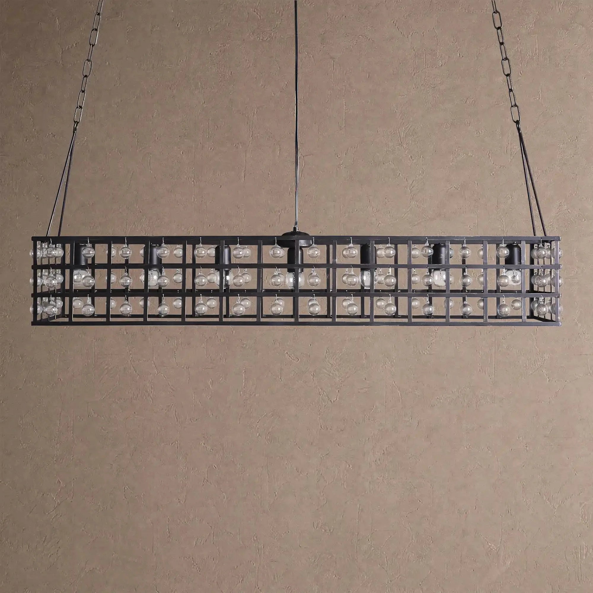 La Caged Rectangular Chandelier 7-Light - BlackBlushlighting