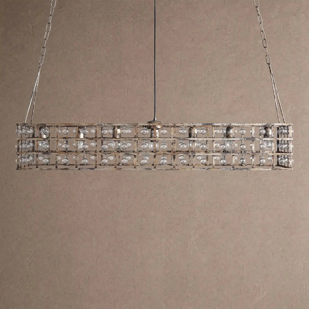 La Caged Rectangular Chandelier 7-Light - BlackBlushlighting