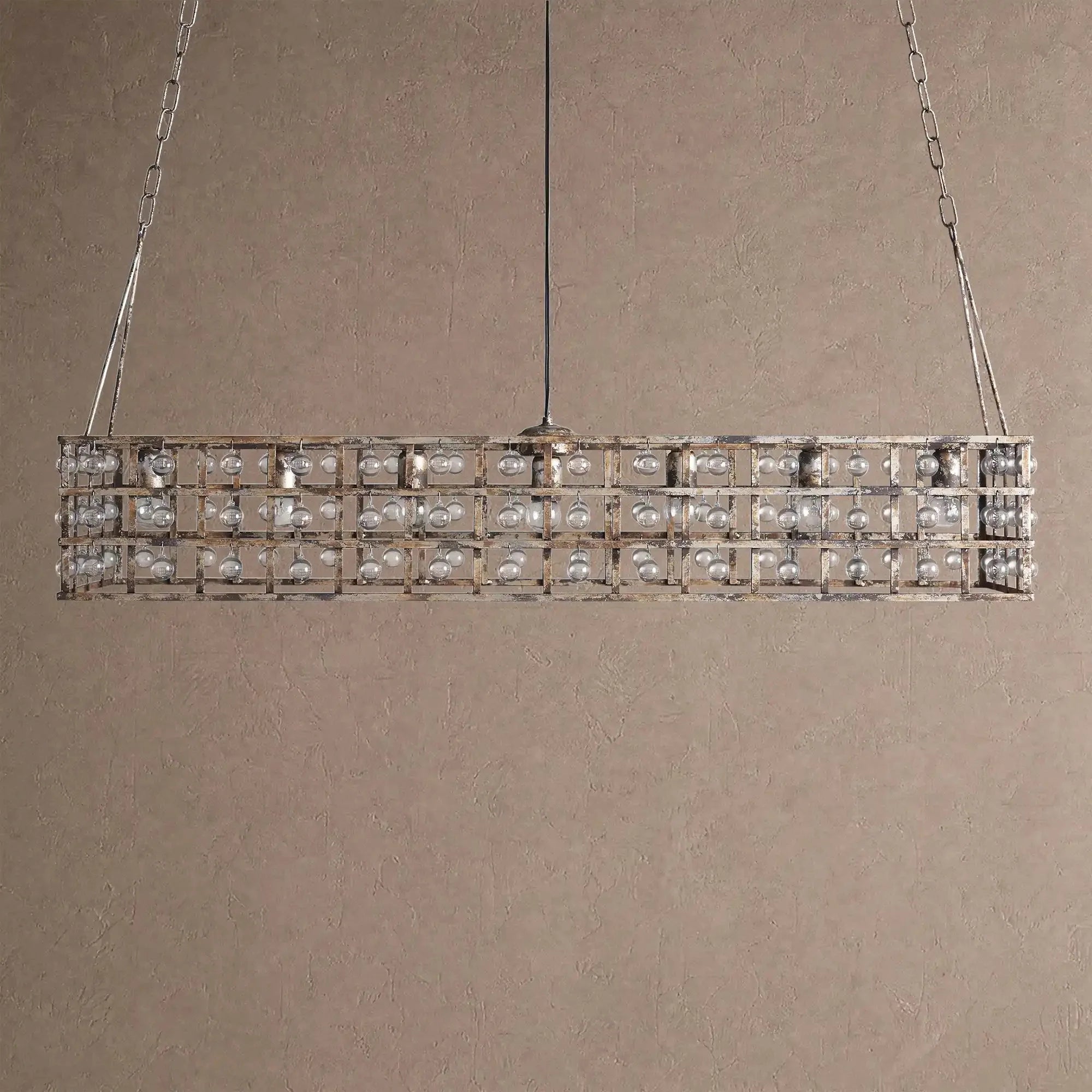 La Caged Rectangular Chandelier 7-Light - BlackBlushlighting