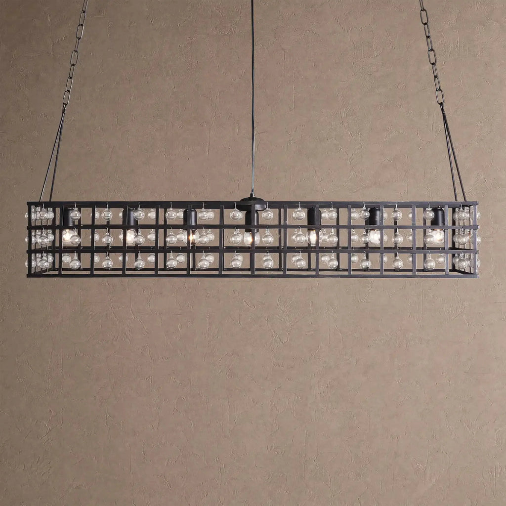 La Caged Rectangular Chandelier 7-Light - BlackBlushlighting