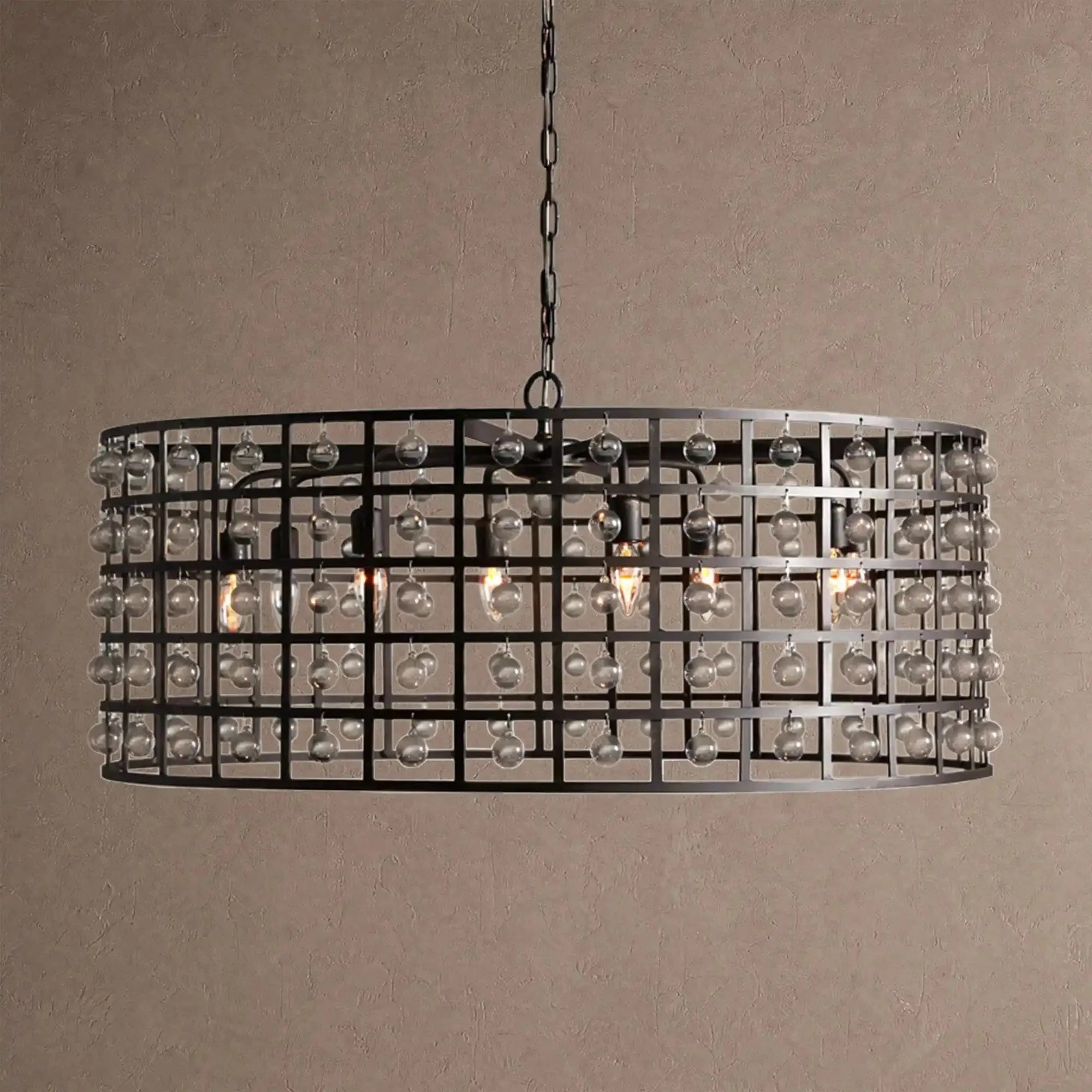 La Caged Round Chandelier 6/8/12 Light - 8-LightBlackBlushlighting