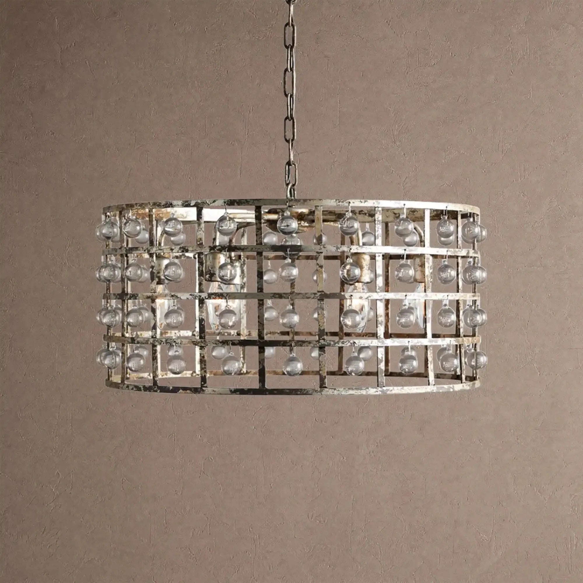 La Caged Round Chandelier 6/8/12 Light - 6-LightSilver ClayBlushlighting
