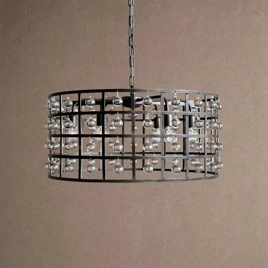 La Caged Round Chandelier 6/8/12 Light - 6-LightBlackBlushlighting