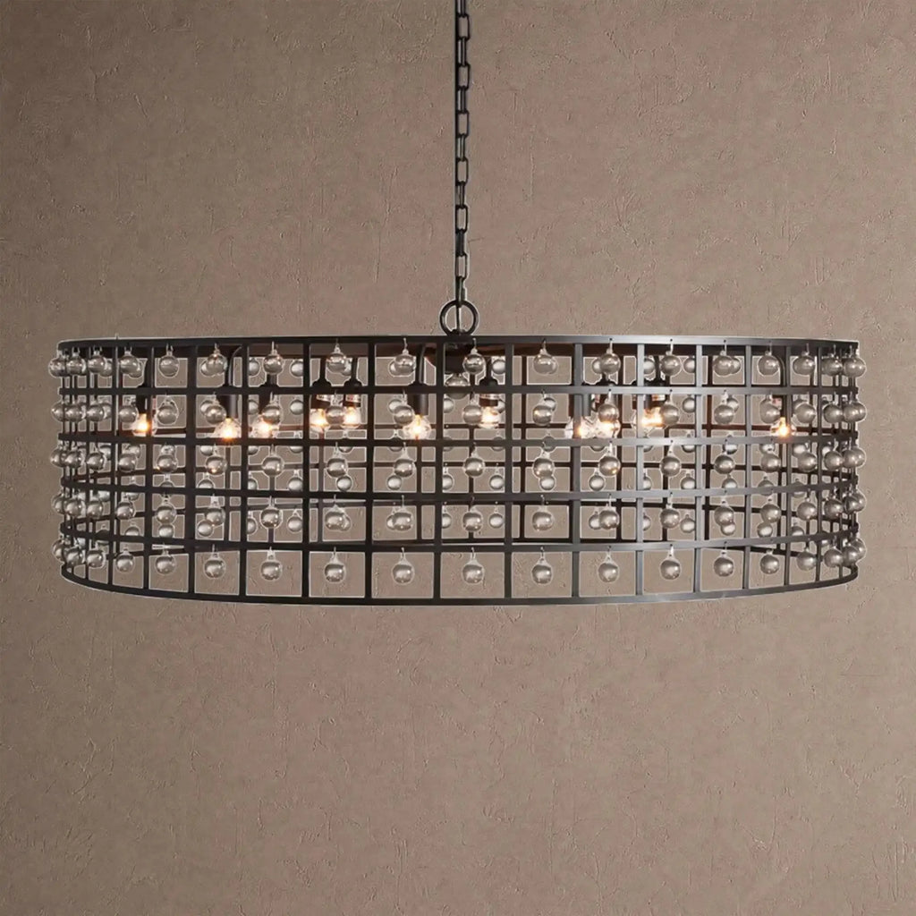La Caged Round Chandelier 6/8/12 Light - 12-LightBlackBlushlighting