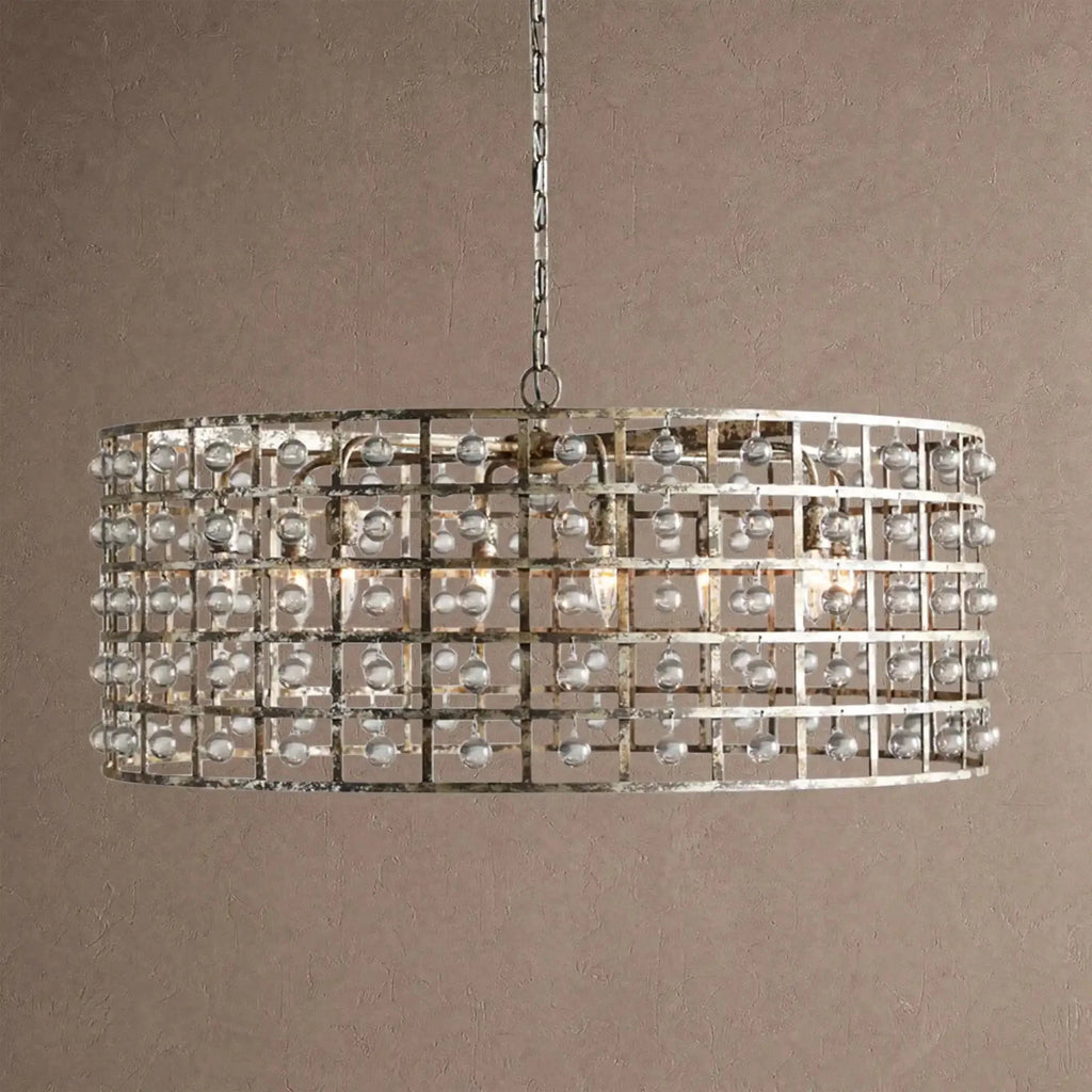 La Caged Round Chandelier 6/8/12 Light - 8-LightSilver ClayBlushlighting