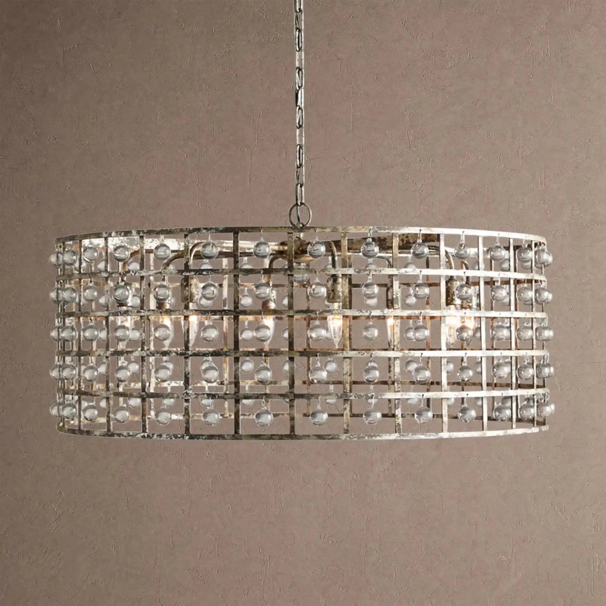 La Caged Round Chandelier 6/8/12 Light - 8-LightSilver ClayBlushlighting