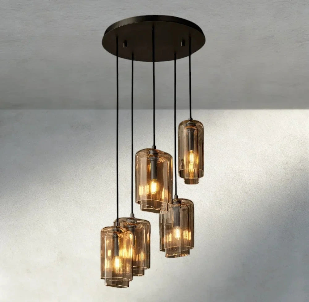 Lacour Amber Glass Cluster Chandelier