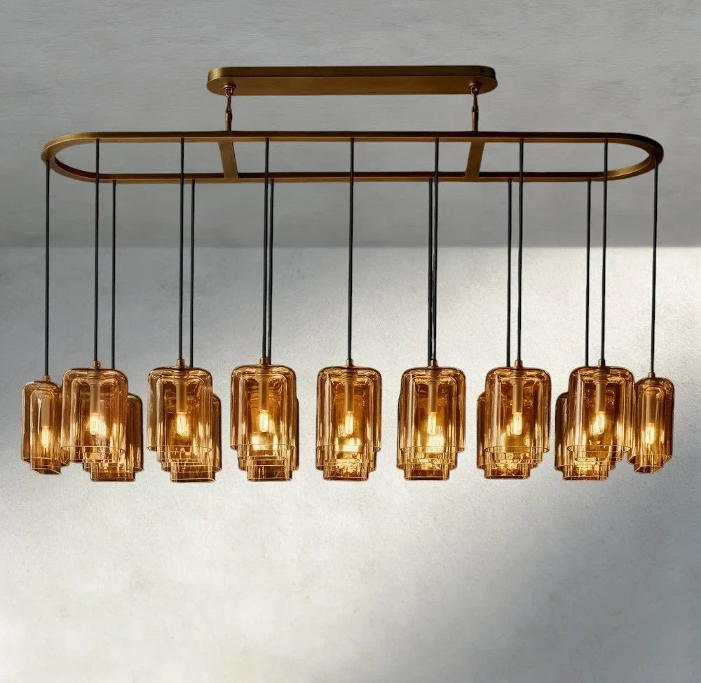 Lacour Amber Glass Rectangular Chandelier