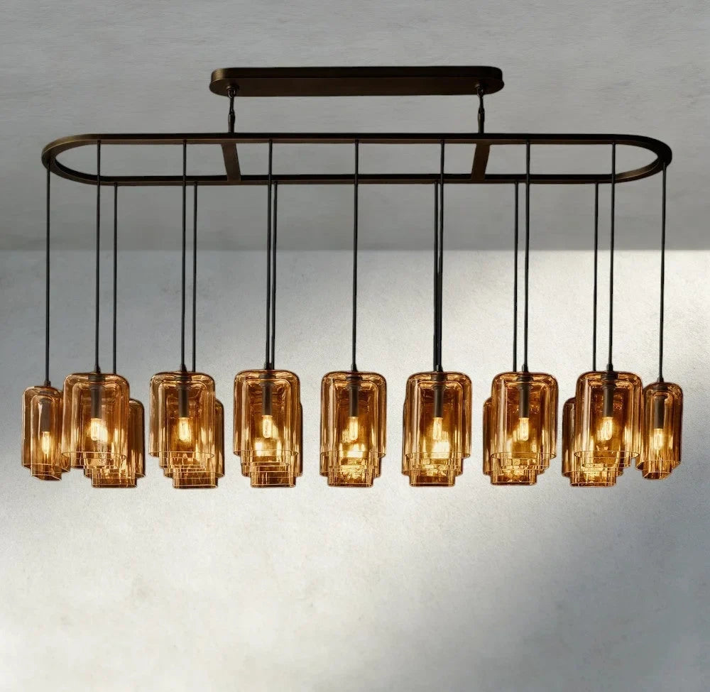 Lacour Amber Glass Rectangular Chandelier