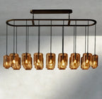 Lacour Amber Glass Rectangular Chandelier