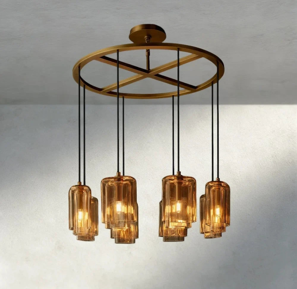 Lacour Amber Glass Round Chandelier