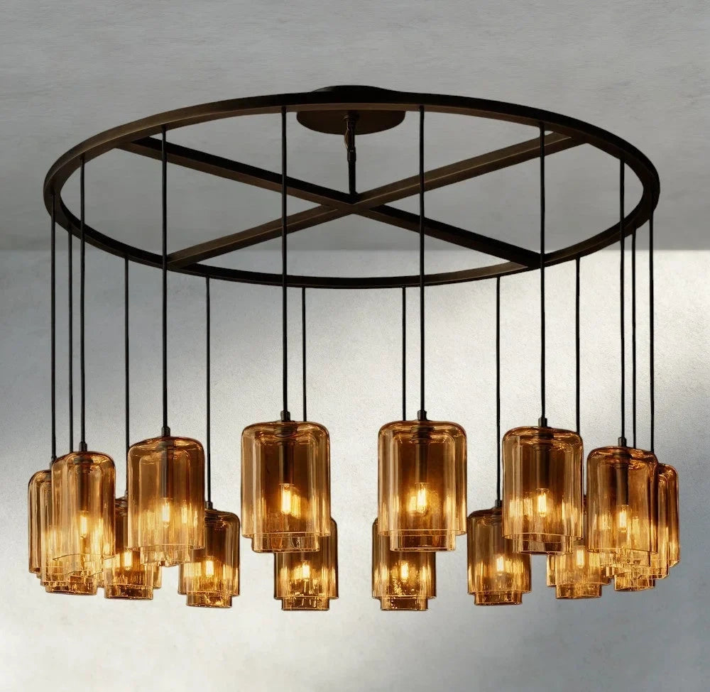 Lacour Amber Glass Round Chandelier