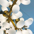 Large Branch Copper Chandelier with Grape Shape Bulbs Unique and Creative Light Fixture for Staircase/ Duplex/ High Ceiling Living Room/ Restaurant - H 78.7" * D 29.5"Warm LightManorlights
