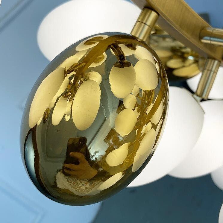 Large Branch Copper Chandelier with Grape Shape Bulbs Unique and Creative Light Fixture for Staircase/ Duplex/ High Ceiling Living Room/ Restaurant - H 78.7" * D 29.5"Warm LightManorlights