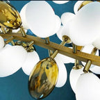 Large Branch Copper Chandelier with Grape Shape Bulbs Unique and Creative Light Fixture for Staircase/ Duplex/ High Ceiling Living Room/ Restaurant - H 78.7" * D 29.5"Warm LightManorlights