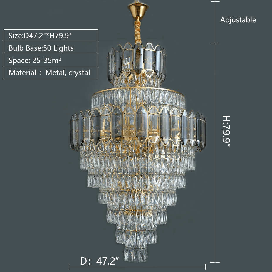 Large Staircase Crystal Chandelier Living Room Ceiling Light Fixture For Hotel Entrance In Gold Finish-Chandeliers- -  Manorlights- -  Manorlights
