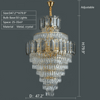 Large Staircase Crystal Chandelier Living Room Ceiling Light Fixture For Hotel Entrance In Gold Finish-Chandeliers- -  Manorlights- -  Manorlights