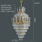 Large Staircase Crystal Chandelier Living Room Ceiling Light Fixture For Hotel Entrance In Gold Finish-Chandeliers- -  Manorlights- -  Manorlights