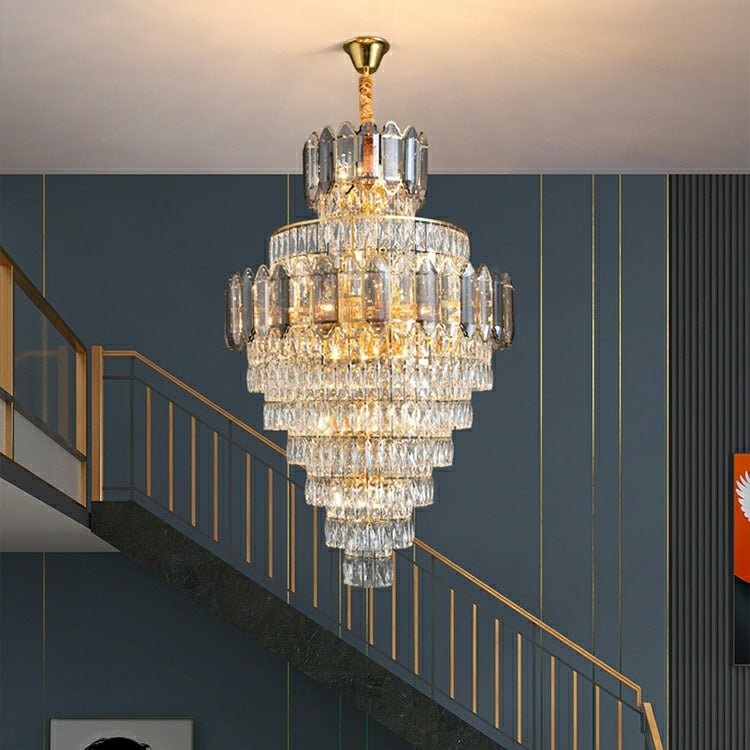 Large Staircase Crystal Chandelier Living Room Ceiling Light Fixture For Hotel Entrance In Gold Finish-Chandeliers- -  Manorlights-D47.2"*H79.9"/ 50 Lights-Warm Light- -  Manorlights