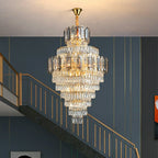 Large Staircase Crystal Chandelier Living Room Ceiling Light Fixture For Hotel Entrance In Gold Finish-Chandeliers- -  Manorlights-D47.2"*H79.9"/ 50 Lights-Warm Light- -  Manorlights
