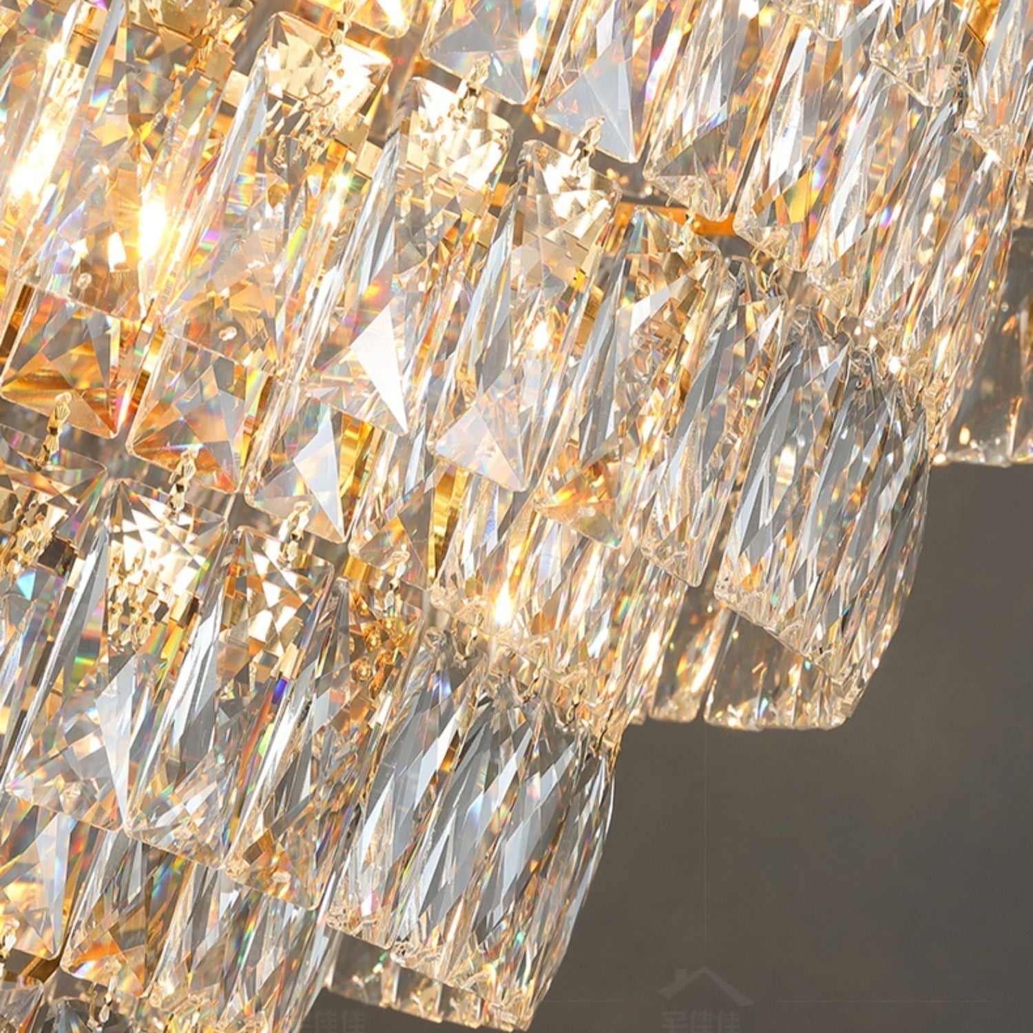 Large Staircase Crystal Chandelier Living Room Ceiling Light Fixture For Hotel Entrance In Gold Finish-Chandeliers- -  Manorlights- -  Manorlights