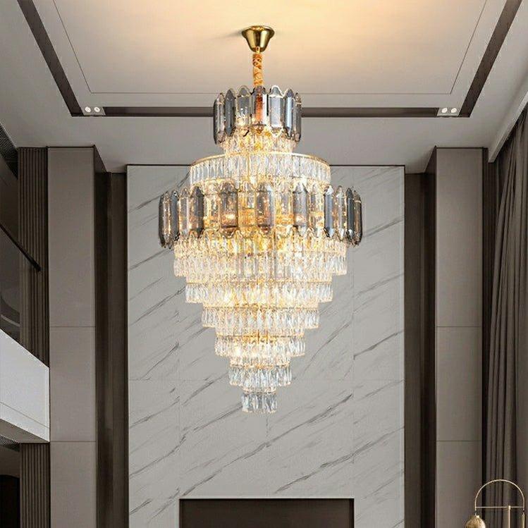 Large Staircase Crystal Chandelier Living Room Ceiling Light Fixture For Hotel Entrance In Gold Finish-Chandeliers- -  Manorlights-D39.4"*H69"/ 36 Lights-Warm Light- -  Manorlights