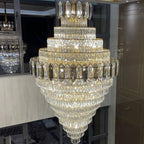 Large Staircase Crystal Chandelier Living Room Ceiling Light Fixture For Hotel Entrance In Gold Finish-Chandeliers- -  Manorlights- -  Manorlights
