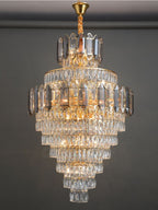 Large Staircase Crystal Chandelier Living Room Ceiling Light Fixture For Hotel Entrance In Gold Finish-Chandeliers- -  Manorlights- -  Manorlights