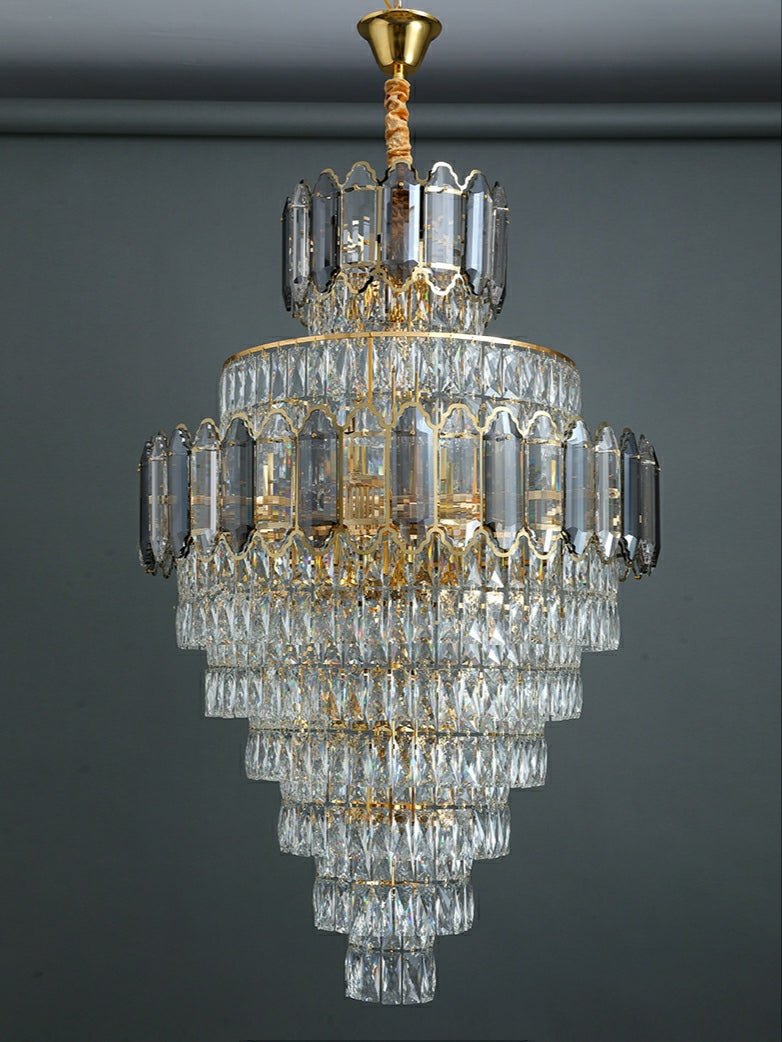 Large Staircase Crystal Chandelier Living Room Ceiling Light Fixture For Hotel Entrance In Gold Finish-Chandeliers- -  Manorlights- -  Manorlights
