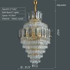 Large Staircase Crystal Chandelier Living Room Ceiling Light Fixture For Hotel Entrance In Gold Finish-Chandeliers- -  Manorlights- -  Manorlights
