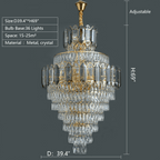 Large Staircase Crystal Chandelier Living Room Ceiling Light Fixture For Hotel Entrance In Gold Finish-Chandeliers- -  Manorlights- -  Manorlights