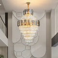 Large Staircase Crystal Chandelier Living Room Ceiling Light Fixture For Hotel Entrance In Gold Finish-Chandeliers- -  Manorlights-D31.5"*H52"/ 27 Lights-Warm Light- -  Manorlights