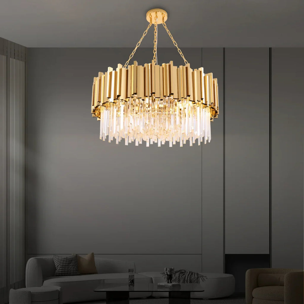Astra Gold/Chrome Crystal Chandelier for Living Room & Dining Room-Crystal Chandelier-Manorlights